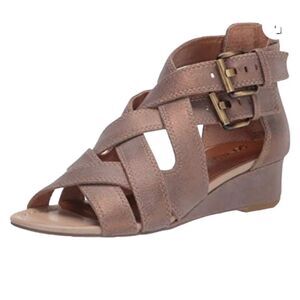 Donald Pliner Valencia Buckle Detail Woven Cage Wedge Sandal Kidskin Leather New